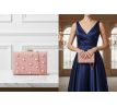 Spoločenská kabelka clutch s perličkami ružová