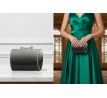 Spoločenská kabelka clutch s mašličkou strieborná