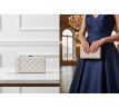 Spoločenská kabelka clutch s perličkami strieborná