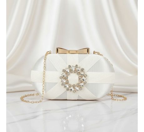 Spoločenská kabelka zdobená kamienkami ivory