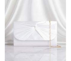 Spoločenská kabelka saténová s uzlom biela