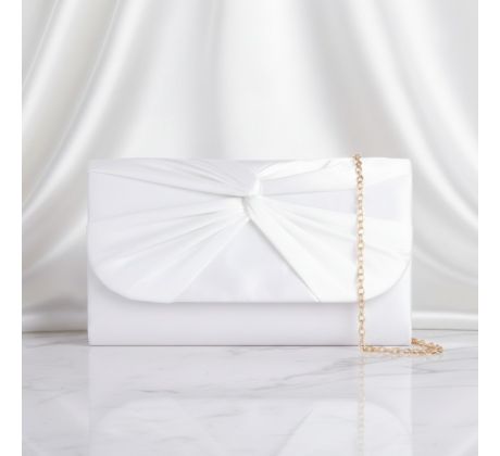 Spoločenská kabelka saténová s uzlom biela