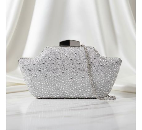 Spoločenská kabelka clutch strieborná 10