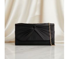 Spoločenská kabelka saténová s uzlom čierna