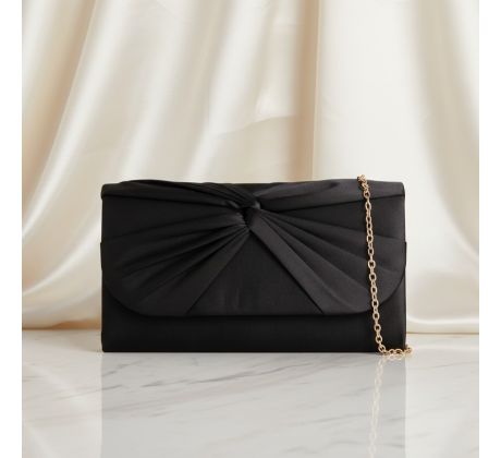 Spoločenská kabelka saténová s uzlom čierna