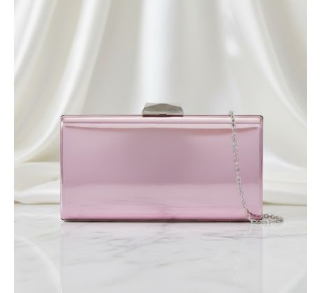 Spoločenská kabelka clutch lesklá ružová