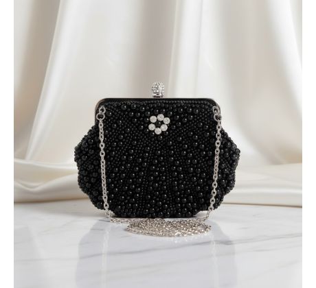 Spoločenská kabelka čierna s perličkami 1