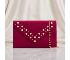 Spoločenská kabelka s perličkami burgundy