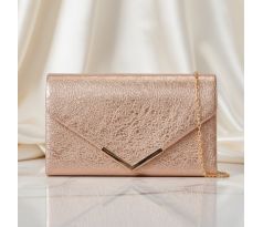 Spoločenská kabelka so zlatými doplnkami šampaň