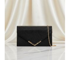 Spoločenská kabelka so zlatými doplnkami čierna