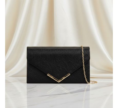 Spoločenská kabelka so zlatými doplnkami čierna