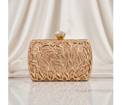 Spoločenská kabelka clutch zdobená šampaň