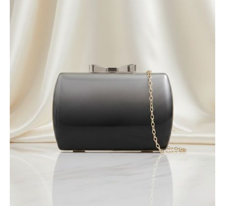 Spoločenská kabelka clutch s mašličkou strieborná