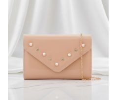 Spoločenská kabelka nude lesklá perličky