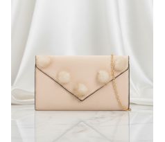 Spoločenská kabelka nude kožušinové guličky