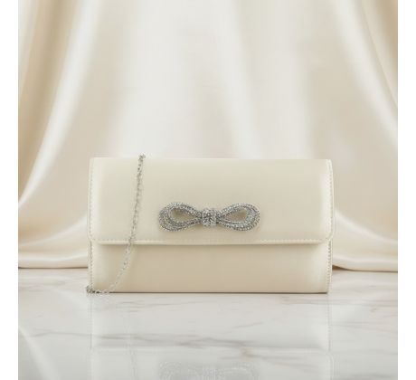 Spoločenská kabelka saténová s masľou ivory