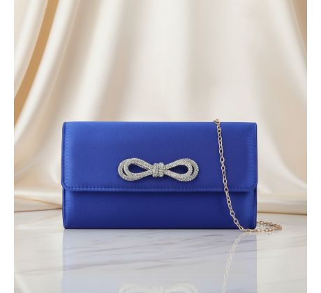 Spoločenská kabelka saténová s masľou modrá