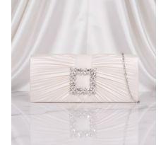 Spoločenská kabelka so striebornou ozdobou ivory