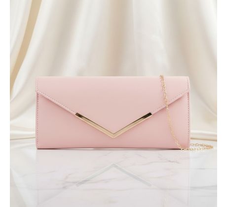 Spoločenská kabelka ružová so zlatými doplnkami