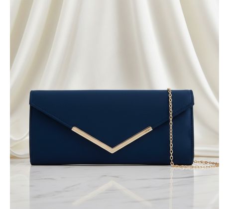 Spoločenská kabelka modrá so zlatými doplnkami