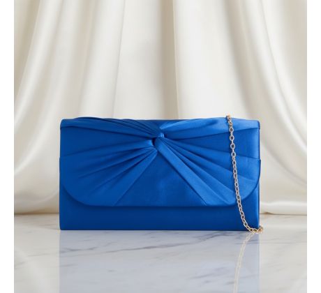 Spoločenská kabelka saténová s uzlom kráľovská modrá