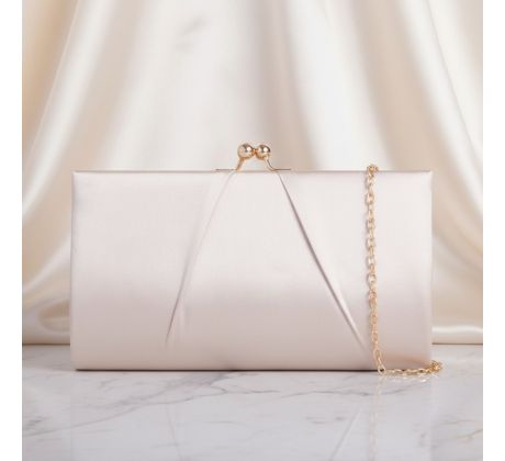 Spoločenská kabelka saténová béžová 2