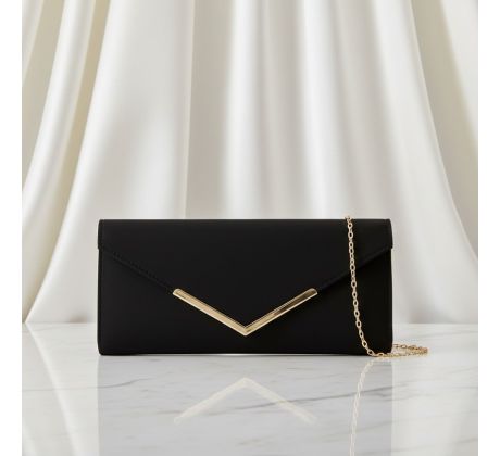 Spoločenská kabelka čierna so zlatými doplnkami 1