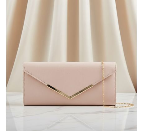 Spoločenská kabelka nude so zlatými doplnkami 1