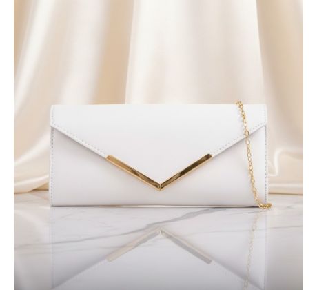 Spoločenská kabelka biela so zlatými doplnkami 1