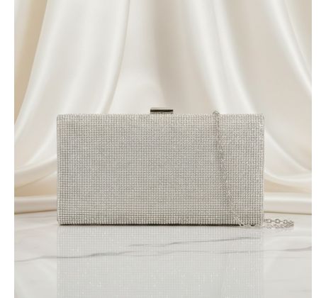 Spoločenská kabelka s kamienkami strieborná 3