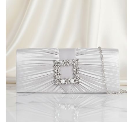 Spoločenská kabelka so striebornou ozdobou strieborná 