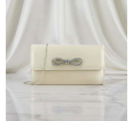 Spoločenská kabelka saténová s masľou beige 