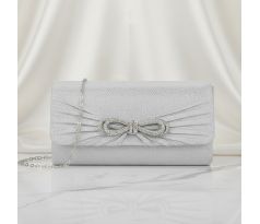 Spoločenská kabelka saténová s masľou strieborná
