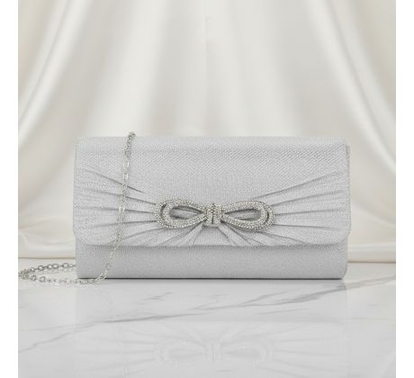 Spoločenská kabelka saténová s masľou strieborná
