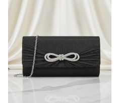 Spoločenská kabelka saténová s masľou čierna 1