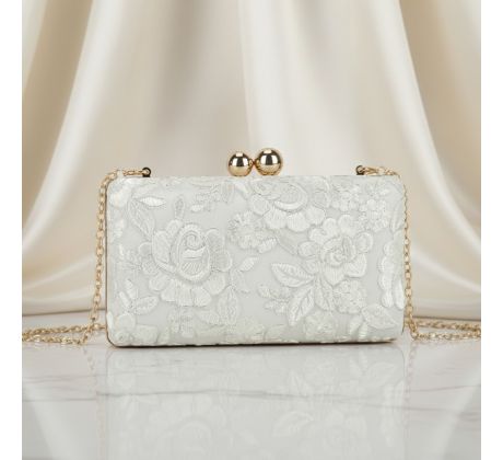 Spoločenská kabelka zdobená biela