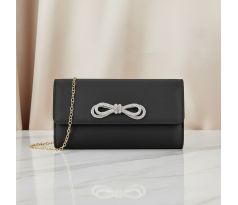 Spoločenská kabelka saténová s masľou čierna