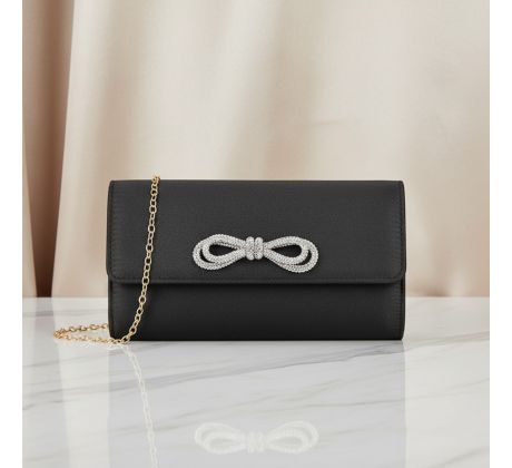 Spoločenská kabelka saténová s masľou čierna