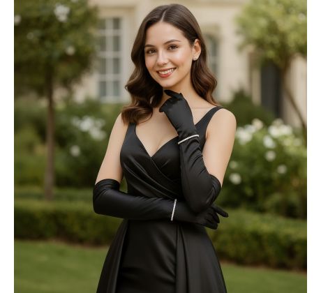 Dlhé saténové rukavičky čierne