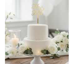 Akrylový zápich Mr. & Mrs. zlatý 1