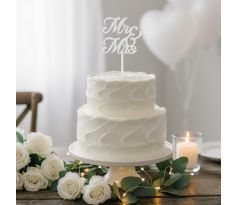 Akrylový zápich Mr. & Mrs. biely 1