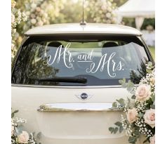 Nálepky na svadobné auto Mr. and Mrs.