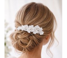 Hrebienok do vlasov biele kvety