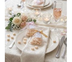 Darček pre svadobných hostí - vonný vosk srdiečka bezfarebné