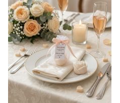 Darček pre svadobných hostí - sviečka ruža vo vrecku