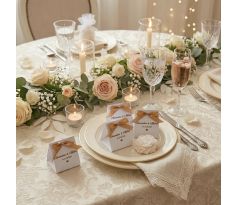 Darček pre svadobných hostí - sviečka pivónia v papierovom balení