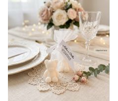 Darček pre svadobných hostí - sviečka macko malý v tyle