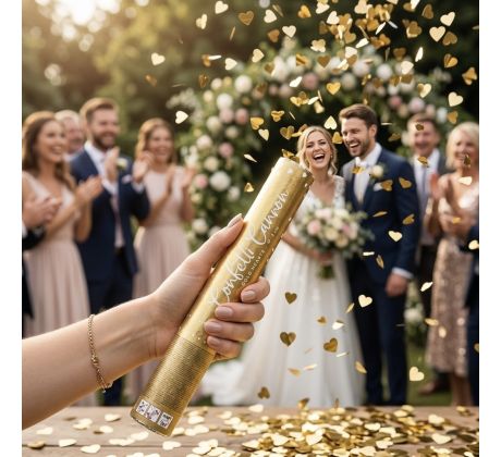 Vystreľovacie konfety srdiečka zlaté