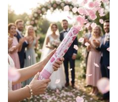 Vystreľovacie konfety lupene ruží ružové