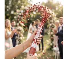 Vystreľovacie konfety srdiečka červené